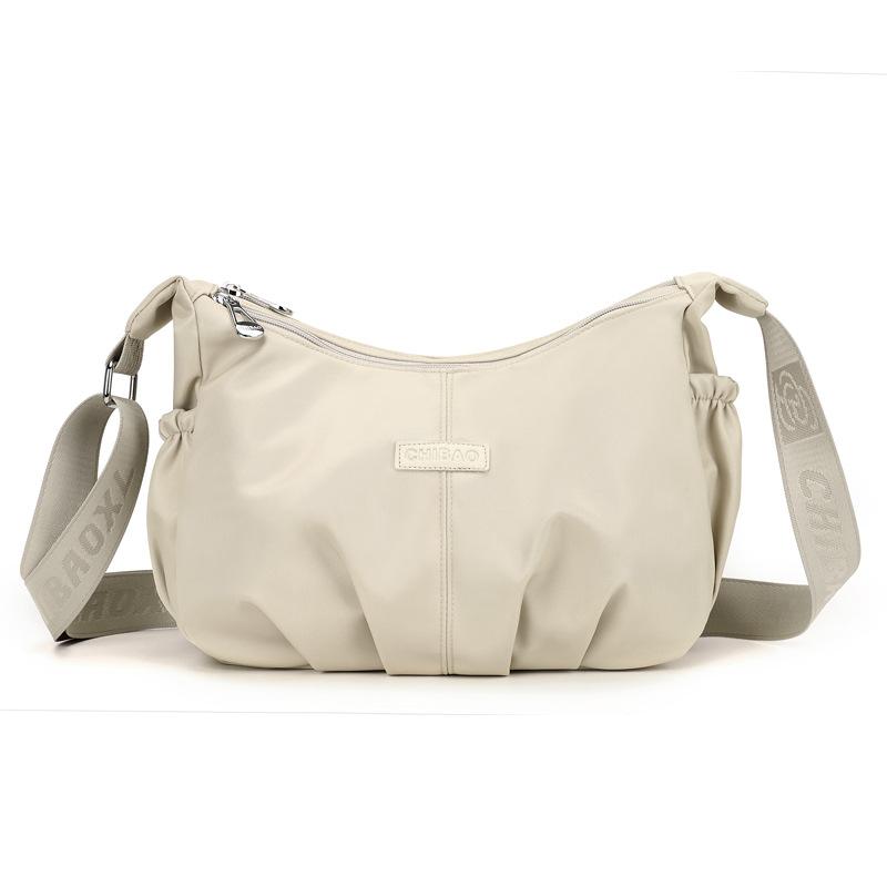 Stylish and Simple Pleated Messenger Bag Women's Large-capacity Versatile Niche Shoulder Bag Nylon Cloth Versatile Commuter Bag