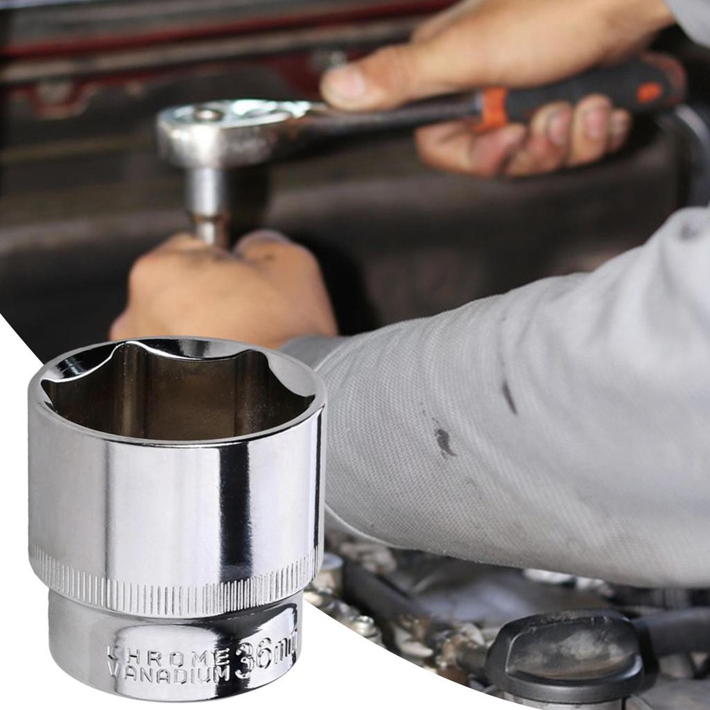 36mm Socket 6-Point Socket with Rust-Proof Drive Steel Axle Shaft Nut Remover for 1/2 Inch Ratchet Wrench System Truck Car