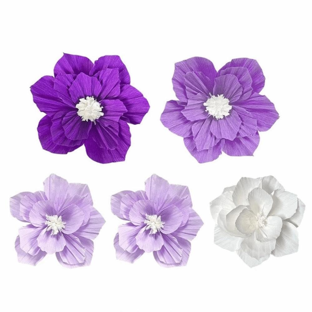 5Pcs Center Decoration Paper Flowers Pink 3D Wall Decoration  Party Decoration