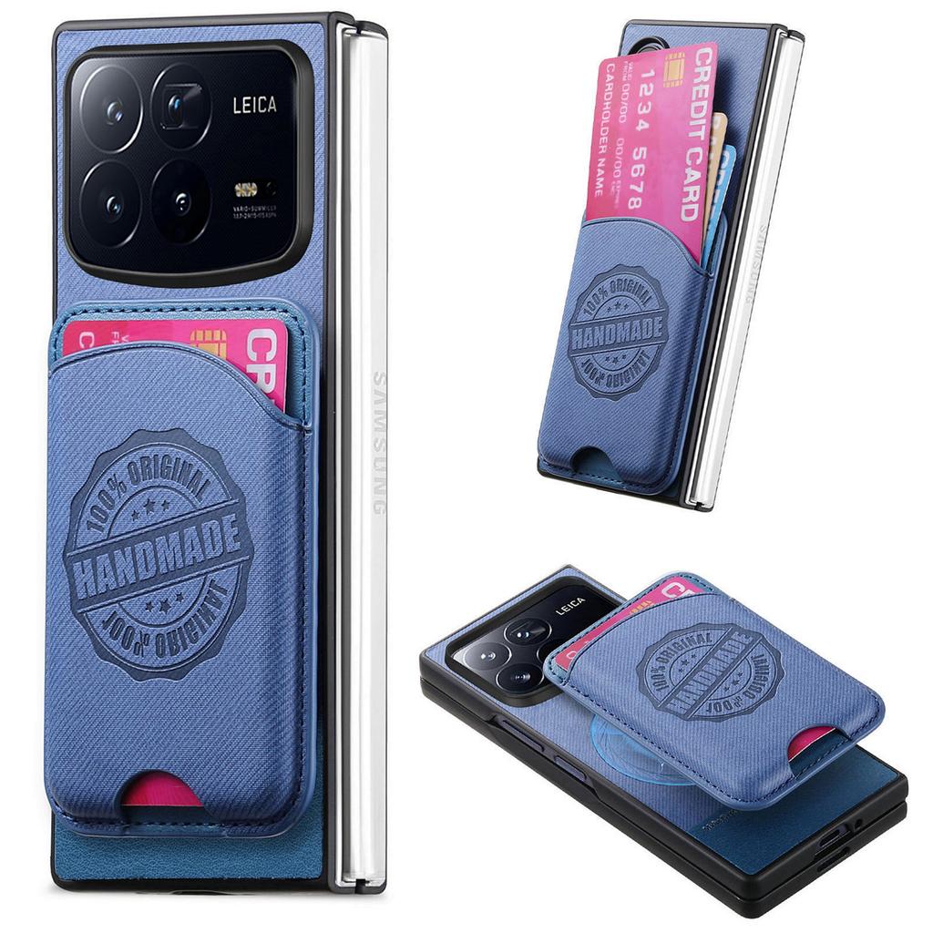 For Xiaomi Mix Fold 4 5G Case Compatible with MagSafe Denim Texture Leather Back Cover with Card Bag