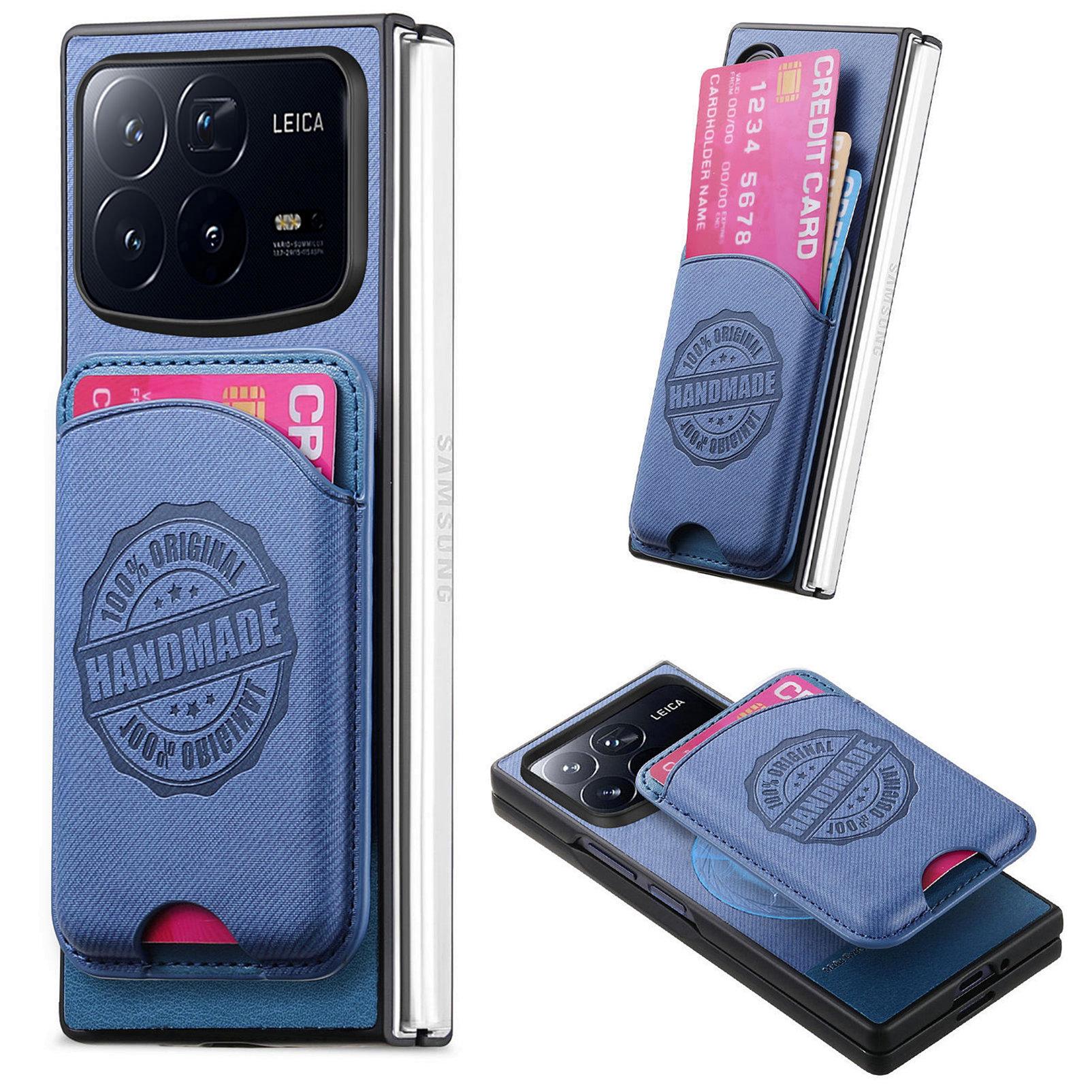 

For Xiaomi Mix Fold 4 5G Case with Card Bag Magnetic Case Denim Texture Leather Back Cover G