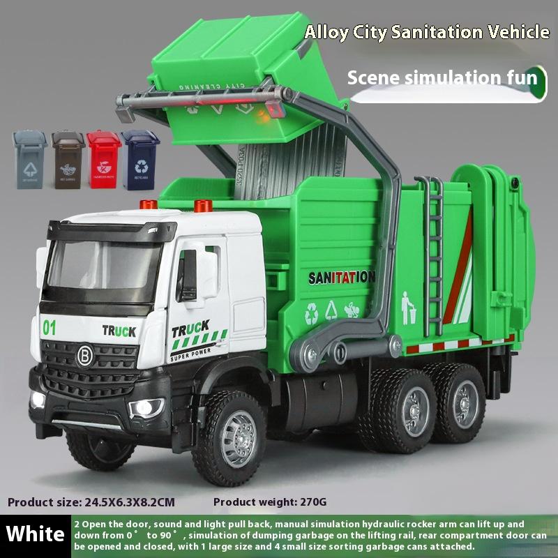 1/35 Urban Sanitation Truck Alloy Car Diecast Metal Model Children's Engineering Vehicle Toys Birthdays Present for Childrens