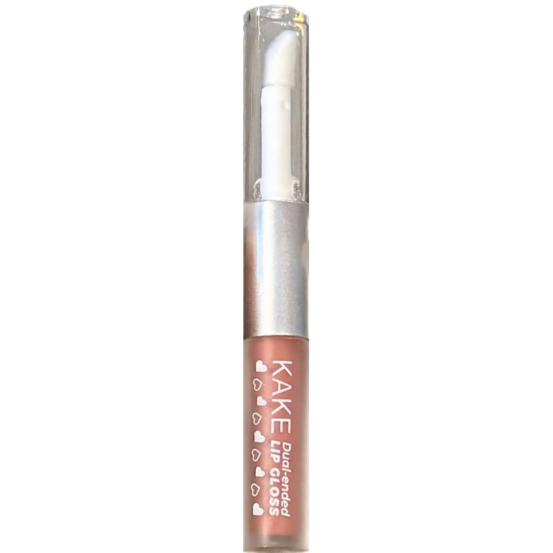 KAKE Double-Ended Lip Gloss: Matte Lip Mud, Watery Lip Glaze, Low Saturation Nude for Students.