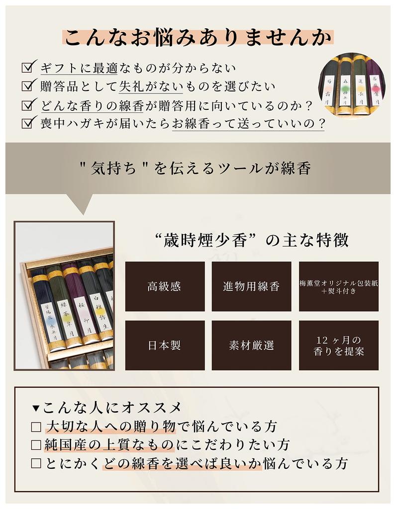 Baikundo Seasonal Incense exquisite fragrance Gift Set Made in Japan