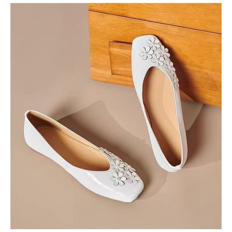 

Цветок мелкий вырез одинарные туфли женские осенние новые на плоской подошве удобные на один педаль мягкая подошва туфли Доуду 40