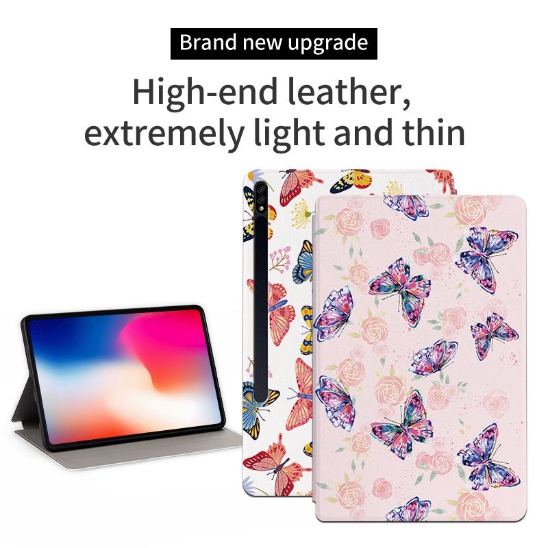 

For Samsung Galaxy Tab S7/Tab S8 Anti-drop Folio Flip Cover Butterfly Printed PU Leather Tablet Case Auto Wake/Sleep Stand Case F