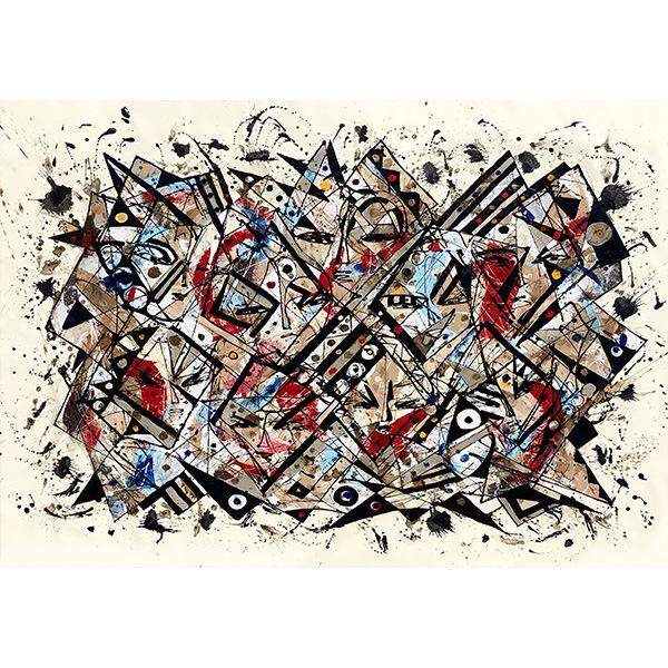 Modern Geometric Graffiti Canvas Art for Bedroom & Living Room