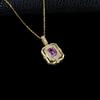 Elegant Retro Court-Style Blue Sapphire Pendant Necklace with Full Diamond Bezel and Luxurious Craftsmanship.