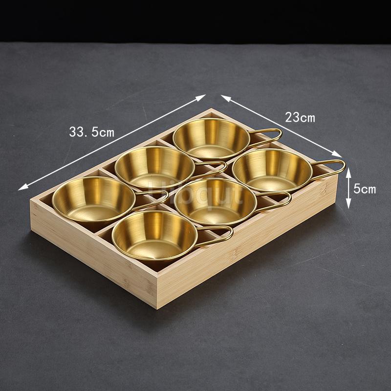 Creative Nine Palace Tableware Hotpot Restaurant Barbecue Restaurant Divided Food Sauce Dish Set Plate Platter Bamboo Wood Box