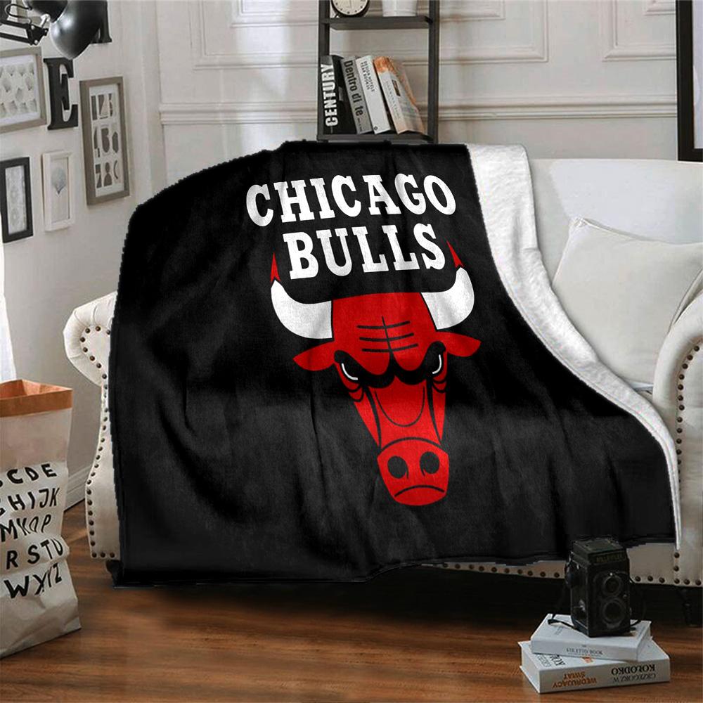 Chicago Bulls Logo Flanellen Deken, Zacht Polyester, Modern Ontwerp, Voor Alle Seizoenen voor Kamperen, Reizen, Cadeaus voor Feestdagen of Verjaardagen