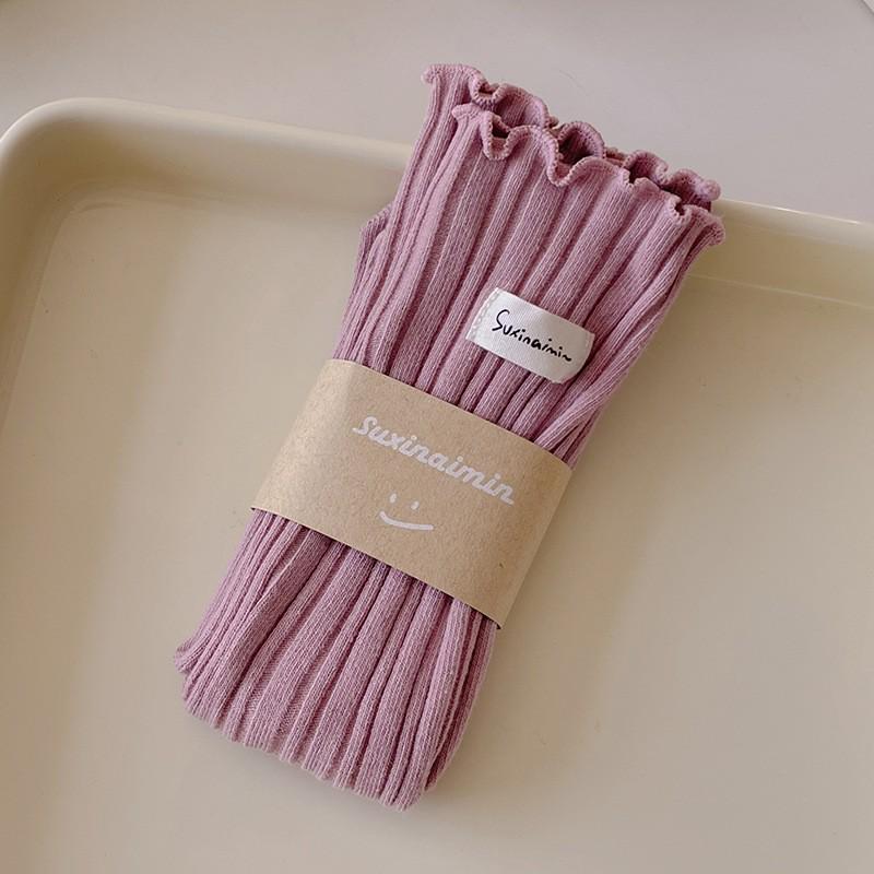 

Женские хлопковые носки до середины икры с оборками - Универсальный милый корейский и японский стиль для весны и осени One Size