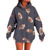 Ladies' Loose Comfortable Casual Fashionable Rugby Print Hooded Sweatshirt