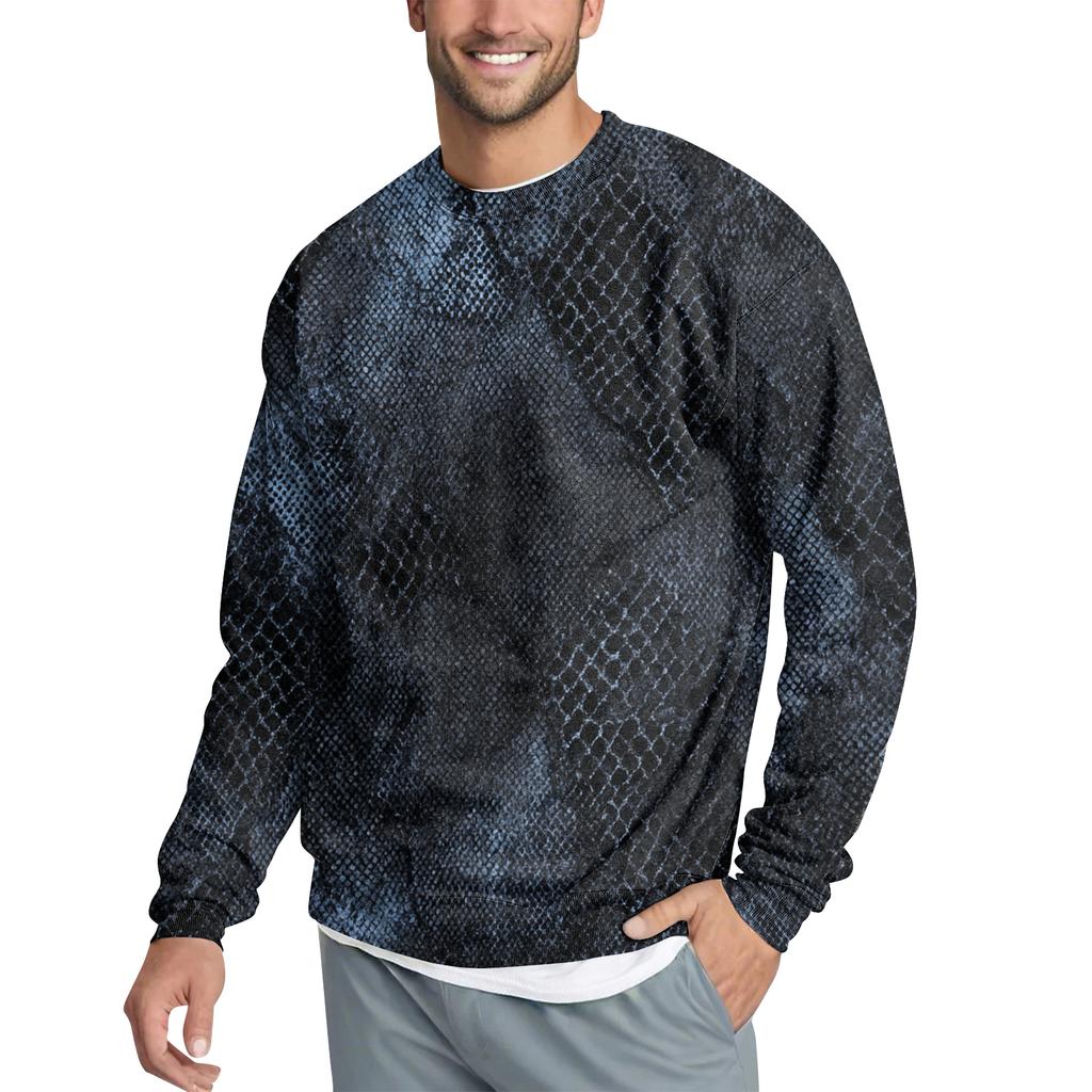 Men's Casual Fashion Printed Round Neck Pullover Sweatshirt