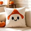 Niedliches Geister-Besticktes Kürbis-Plüschkissenbezug Halloween Dekorative Kissenhülle für Zuhause Sofa Schlafzimmer Stuhl Festliche Dekoration