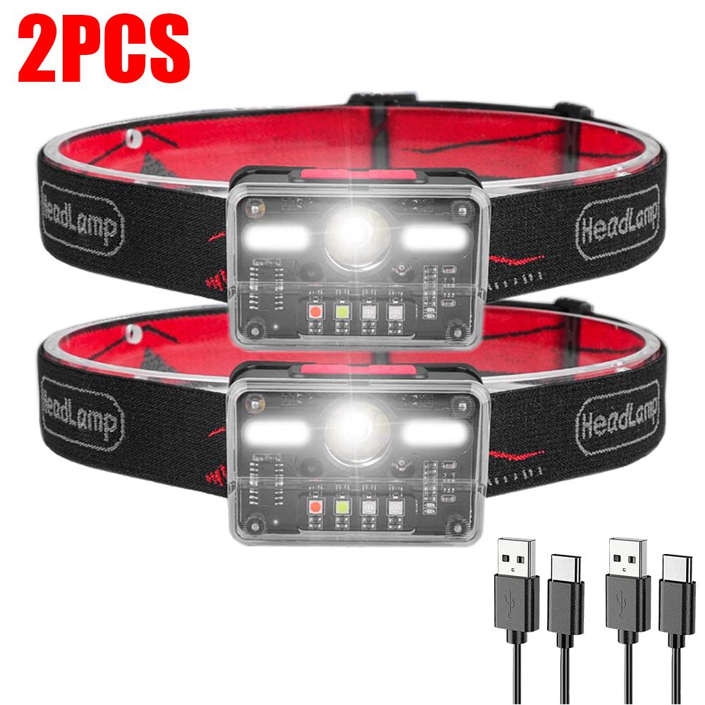 Portable Induction Headlamp 9Lighting Modes USB Rechargeable Head Lamp With Built-in 1000mah Battery Outdoor Night Fishing Lamp