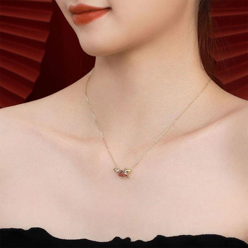 Elegant Fish Necklace Alloy Clavicle Chain Adjustable Length Neckchain For Women Fashion Jewelry Gift