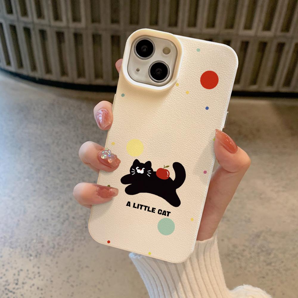 Colored Bean Cat Suitable for Apple 16 Mobile Phone Case IPhone 15/14plus Cartoon 12 Lychee Pattern 11