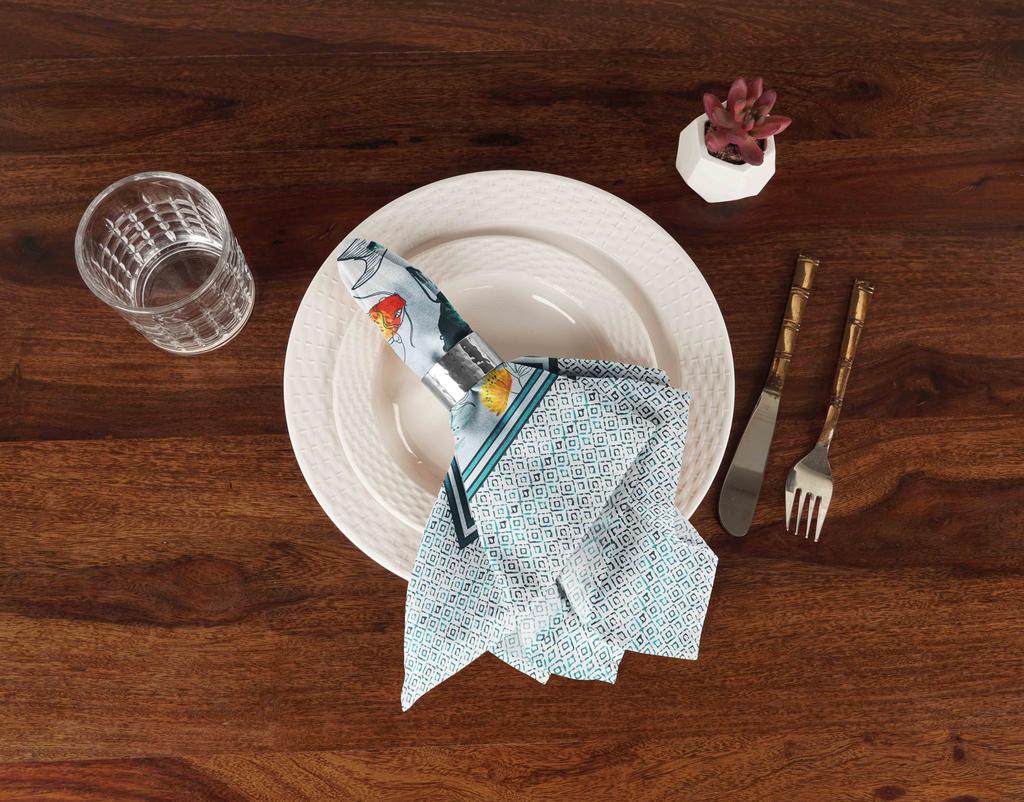 Vargottam Luxury Collection Dinner Table Linen Decor Cotton Napkin Printed Fabric Reusable Napkins Set Of 12, 20" X 20" -