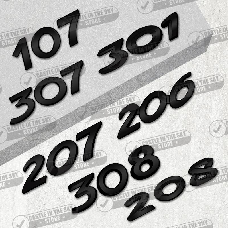3D For Peugeot 107 207 206 208 301 307 408 407 308 2008 5008 3008 508 Glossy Black Car Sticker Emblem Metal Rear Badge Decal MM35