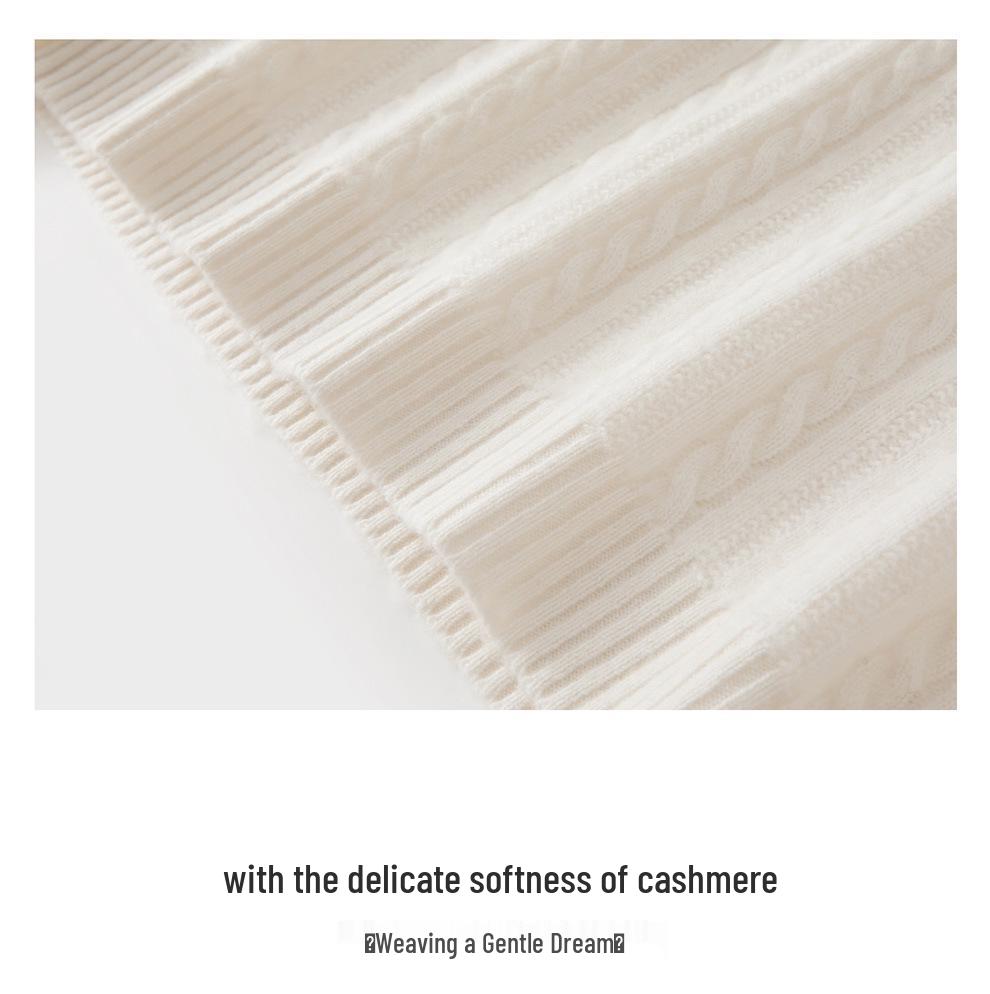 Women's Thickened Cashmere Cable Knit Half-Zip Lapel Sweater - Autumn/Winter Casual Trend