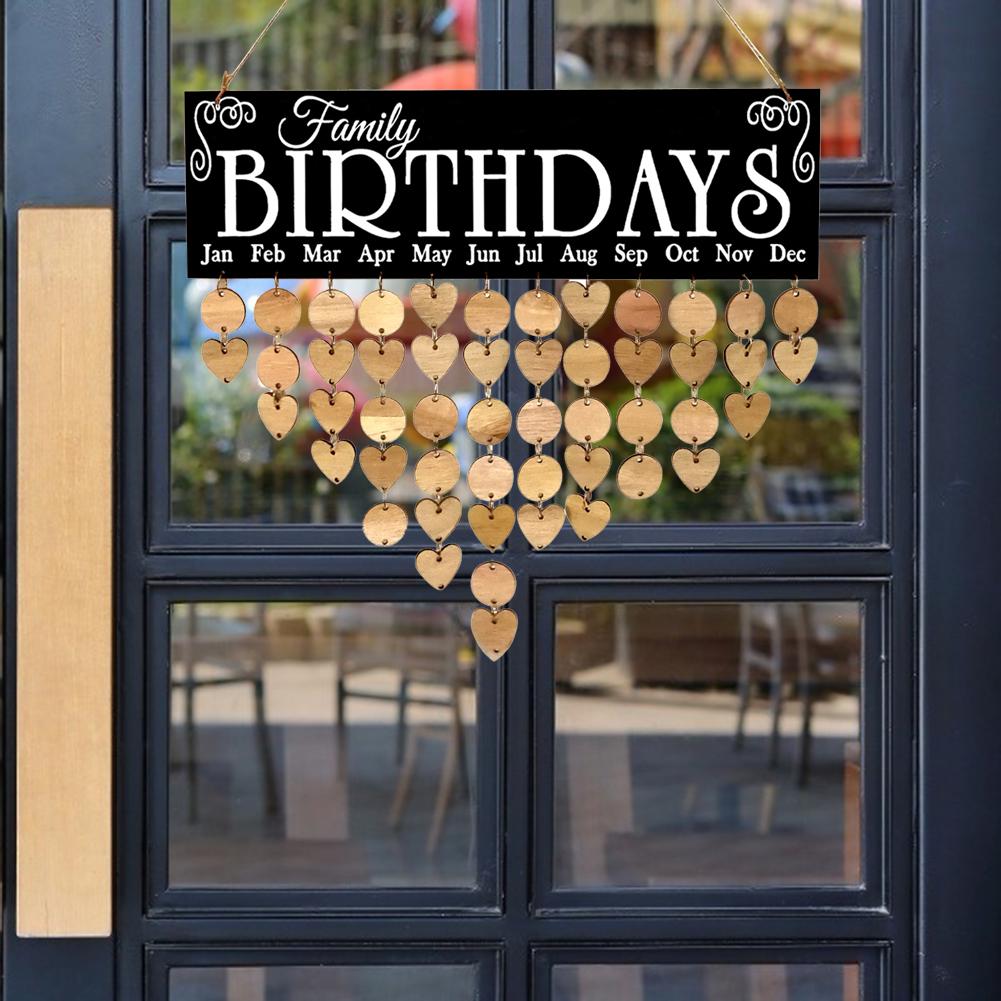 Drewniana tablica przypominająca o urodzinach Kreatywny rodzinny ozdobny kalendarz