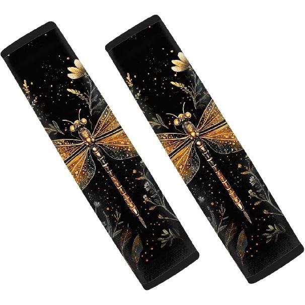 

Dolyues Womens Auto Seat Belt Covers Shoulder Strap Pads Protector, Purple Dragonfly Starry Print Car Seatbelt Cushion Set of 2 Pack Universal for Dragonfly with Plants
