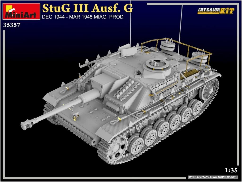 MiniArt Scale German III December 1944 March Full Interior Plastic Model MA35357 1/35 Sturmgeschütz Ausf. G, - 1945, MIAG, Kit,