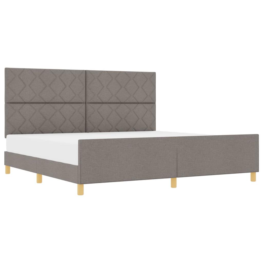 Bed Frame with Headboard Taupe 200 X 200 Cm Fabric