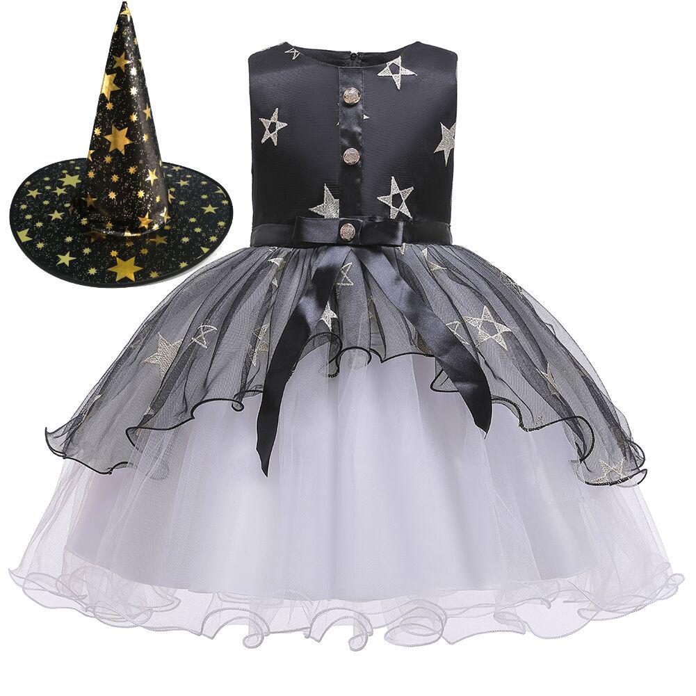 Girls Star Embroidery Witch Tutu Dress