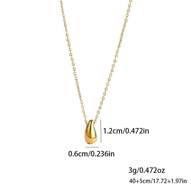 Korean Minimalist Water Drop Titanium Steel Pendant Necklace - Trendy European/American Women’s Light Luxury Clavicle Jewelry