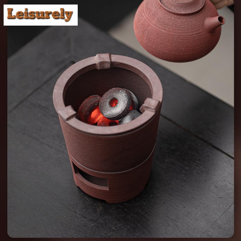 Retro Old Rock Clay Tea Warmer Holder Side Handle Pot Heater Stove Kettle Stand Boiling Water Carbon Furnace Kungfu Tea Services