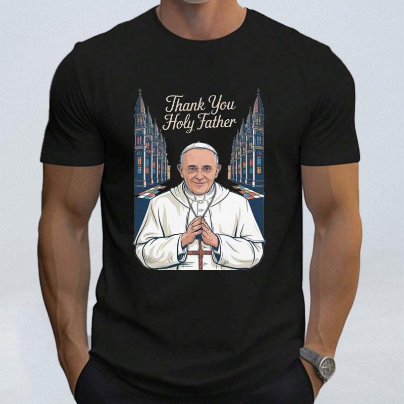 Camisas Pope Francis T Shirt Man Thank You Holy Father Cotton Clothes Catholic Church God Bless Unisex Men s T-shirts S разноцветный