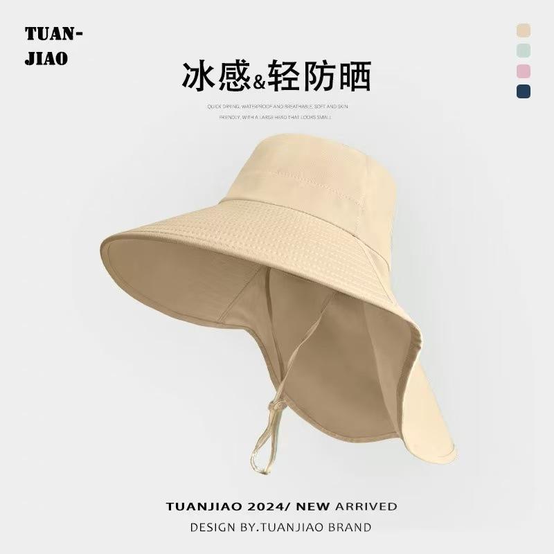 New sun protection hat women's neck protection anti-ultraviolet sun hat large brim outdoor straw woven empty top sun hat