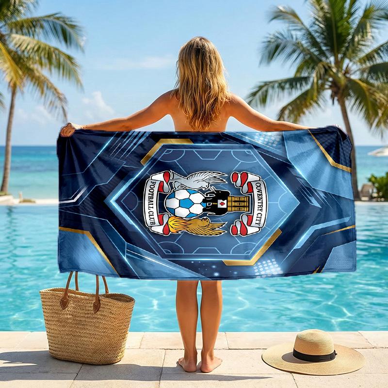 Coventry City Futbol Plaj Havlusu Yumuşak Mikrofiber Yaz Havlusu Hızlı Kuruyan Emici Havlu Plaj Yüzme Havuzu Seyahat İçin