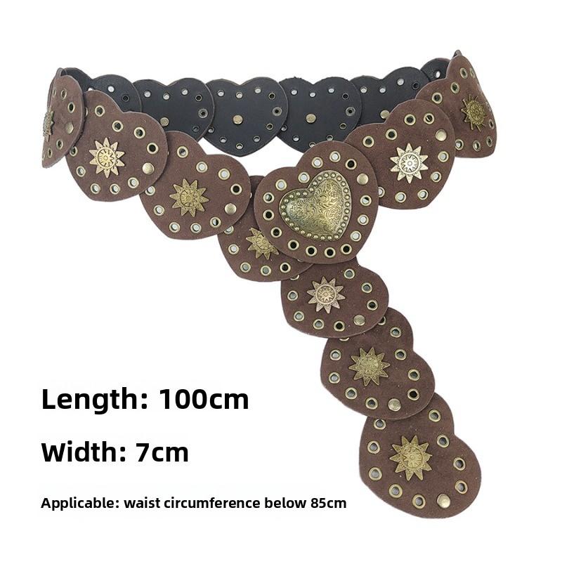 Metal beaded heavy industry adjustable pu leather trendy women's clothing matching belt for women