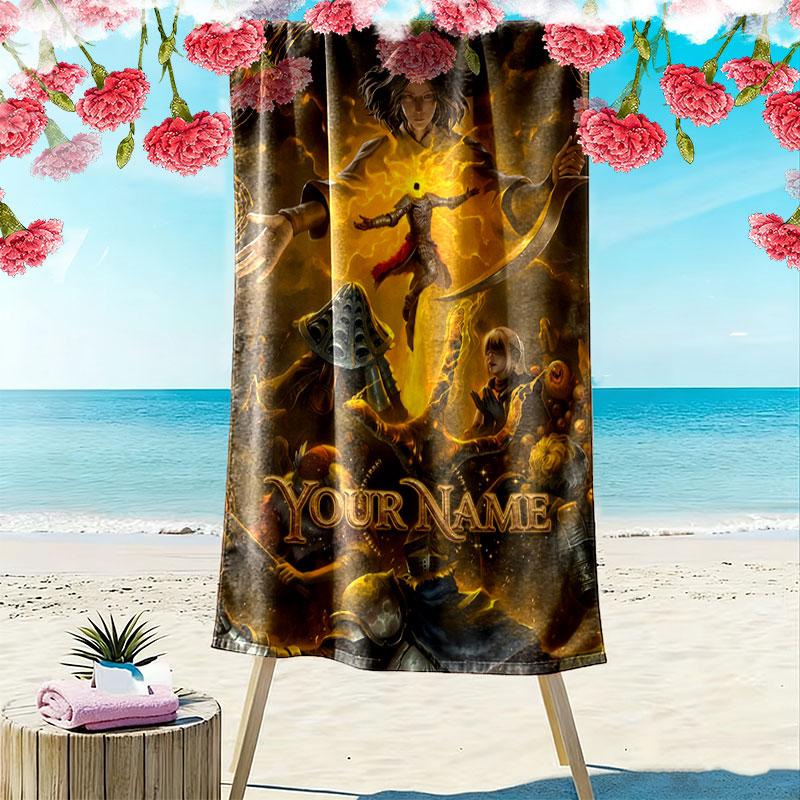 Custom Elden Print Beach Towel, Large Soft Quick Dry Towel for Beach Camping Swimming