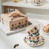 Banxia Flower Xiaoxiangfeng Coffee Cup Saucer High Value Ceramic Cup Set Souvenir High Value Afternoon Teacup