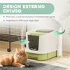 Enclosed Cat Litter Box with 2 Doors, Removable Tray, Scoop and Deodorant, In PP, 40.5x52.5x42.5 Cm, Green