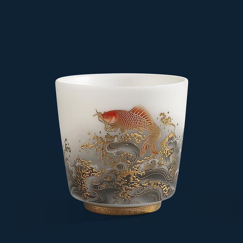 High-Grade Mutton-Fat Jade Ceramic Tea Tasting Cup