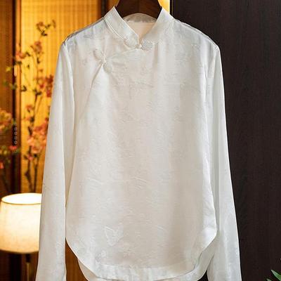 Haut de Cheongsam Rétro en Satin pour Femme avec Col Montant et Nœud Chinois - Collection Printemps 2024