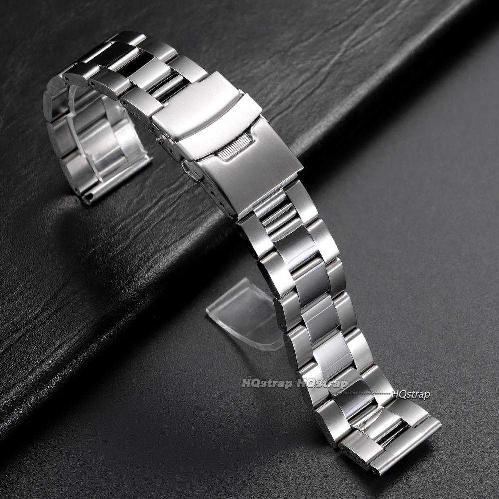 Solid Stainless Steel Strap for Seiko 20mm 22mm 24mm 26 28mm Double Safety Fold Clasp Watch Band Diving Metal Bracelet for Rolex