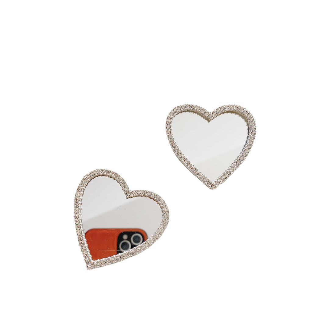 Heart-Shaped Glass with Diamonds Love Mirror for DIY Epoxy Resin Phone Case Accessories
