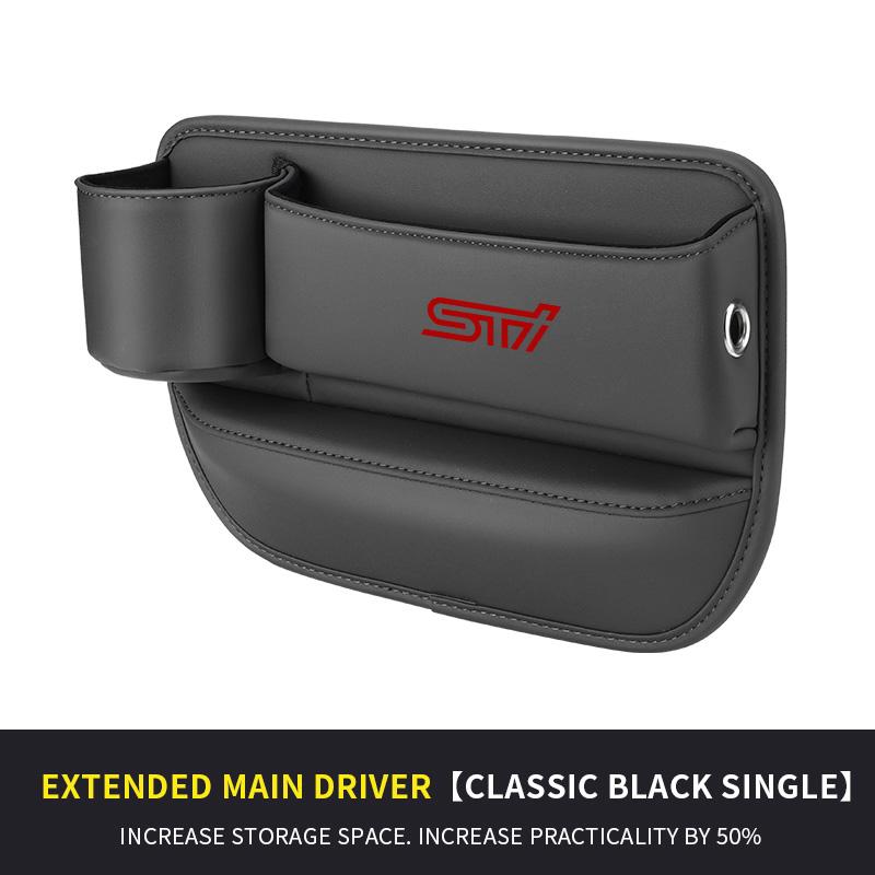 For Subaru STI Outback Brz Wrx Xv Ascent Forester Impreza Legacy Car Sewn Seat Gap Crevice Slot Leather Storage Box  Accessories Left Black