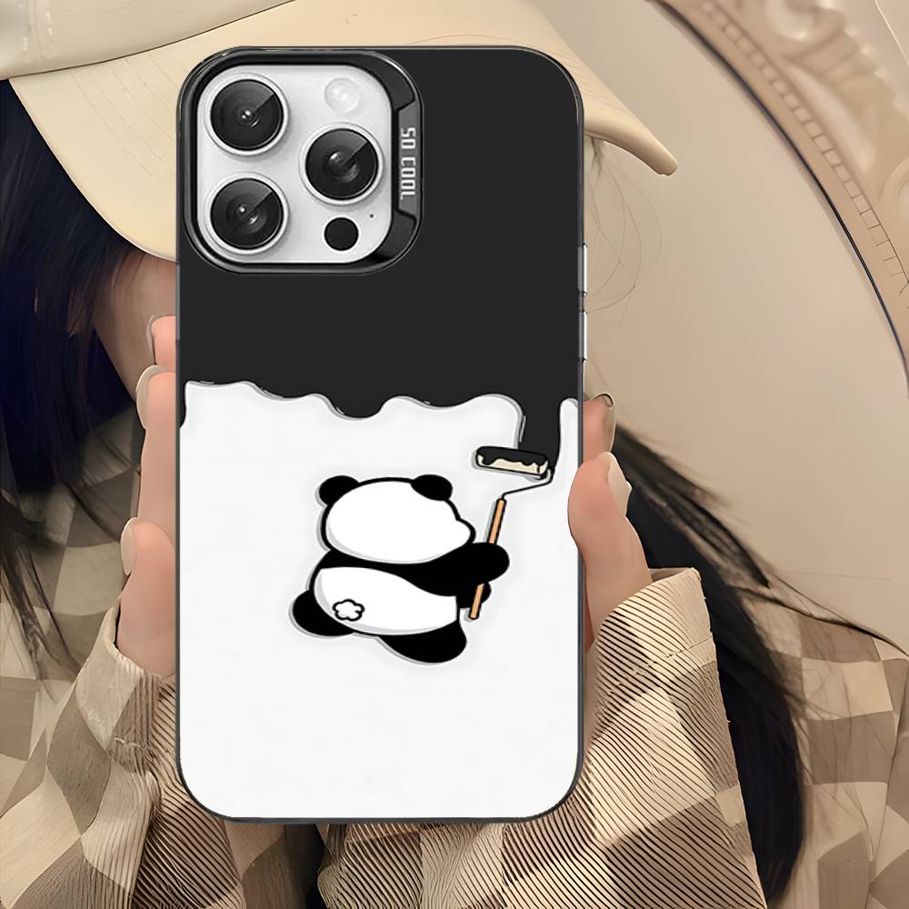 Cartoon Cute Panda Color Phone Case For IPhone 17 16 15 14 13 12 11 Pro Max Plus Pro Shell