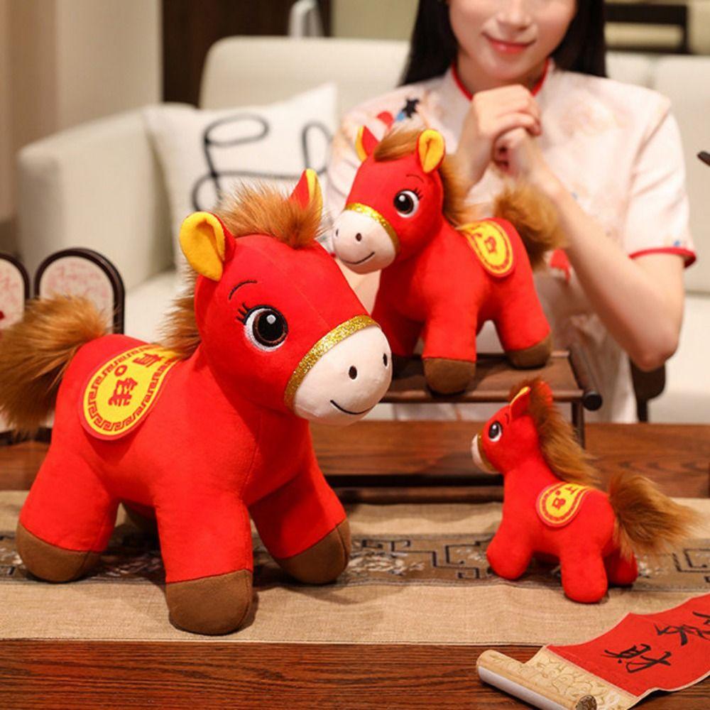 2026 Horse Year Plush Horse Doll Letter Print Horse Stuffed Animal Children Toys