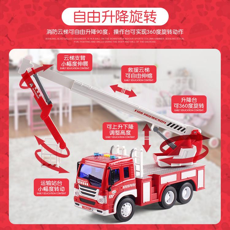 Multifunctional Early Education Simulation Inertia Sound And Light Music Storytelling Fire Truck Model Children'S Toys 1:16