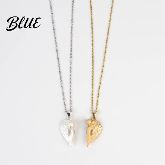 Ensemble Collier Pendentif Cœur d'Ange 1 Collier assortis pour Couple Magnétique
