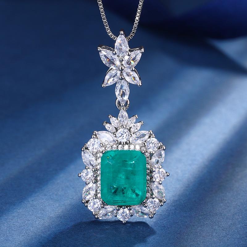 Jewelry Copper Bottom Gold-Plated Simulation Emerald Retro Square Set Heroine Stone 10 * 12