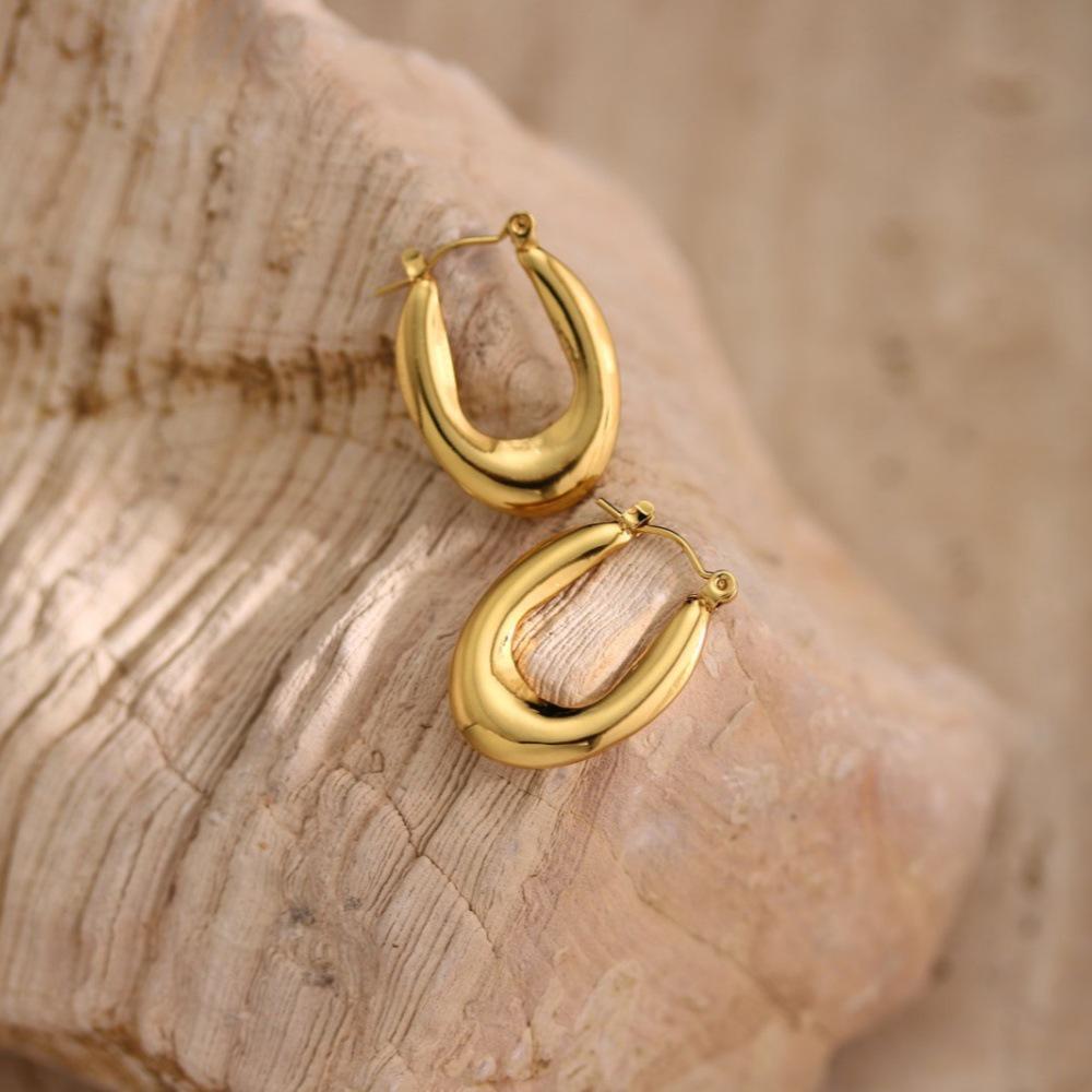 Geometric Hammered Stainless Steel Stud Earrings – Versatile, Fashionable, Simple & Chic