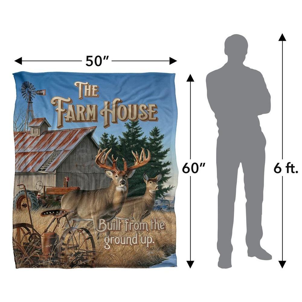 JQ Licensing Lz-Jp The Farm House Silky Deer Supersoft Blanket